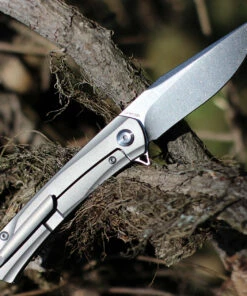 Kansept Knives K2003A1 Gremlin, 2.91" CPM-S35VN Stonewashed Plain Blade, Titanium/Green Micarta Handle -Buck Knives Sales K2003A1.1 40288.1612299644