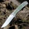 Kansept Knives K2003A1 Gremlin, 2.91" CPM-S35VN Stonewashed Plain Blade, Titanium/Green Micarta Handle