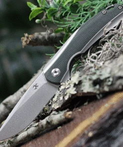 Kansept Knives K2007A1 Mini Accipiter, 2.9" CPM-S35VN Stonewashed Plain Blade, Titanium/ OD Green Canvas Micarta Handle