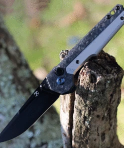 Kansept Knives Kansept EDC Tac Button Lock - Ti / Shred CF (3.1" S35VN Black) K2009A1