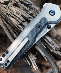 Kansept Knives Kansept EDC Tac Button Lock - Gray Ti / Twill CF (3.1" S35VN Satin) K2009A2 -Buck Knives Sales K2009A2.2 01177.1630009614