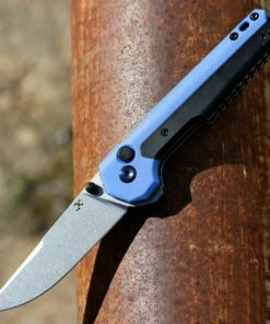 Kansept Knives Kansept EDC Tac Button Lock - Blue G10 / Blk Ti (3.1" S35VN SW) K2009A6