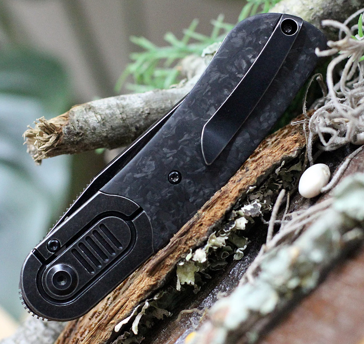 Kansept Knives K2025A2 Lundquist Reverie, 2.92" S35VN Black Stonewash Plain Blade, Shred Carbon Fiber Handle w/ Titanium Bolster 3 Kansept Knives K2025A2 Lundquist Reverie, 2.92" S35VN Black Stonewash Plain Blade, Shred Carbon Fiber Handle w/ Titanium Bolster - Image 3