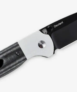 Kizer Cutlery Deviant V3575A2, 3.03" M390 Black Sheepsfoot Plain Blade, Black Micarta Handle w/ White G-10 Bolsters -Buck Knives Sales KIV3575A2.1 93374.1617899400