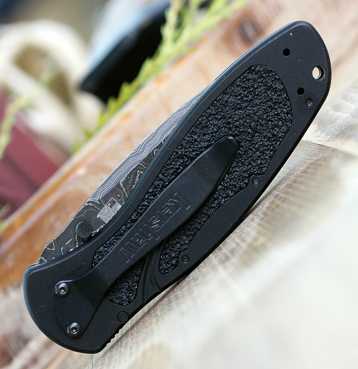 Kershaw Knives Kershaw Blur A/O Damascus 1670BLKDAM, 3.4" Damascus Blade, Black Aluminum Handle 5 Kershaw Knives Kershaw Blur A/O Damascus 1670BLKDAM, 3.4" Damascus Blade, Black Aluminum Handle - Image 5
