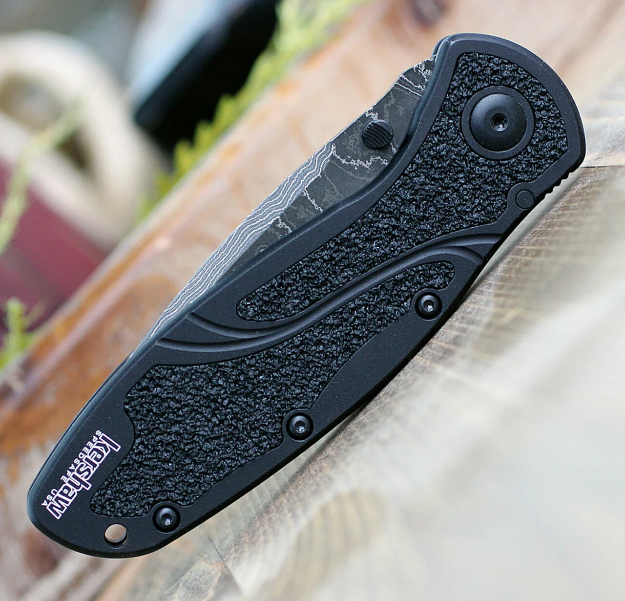 Kershaw Knives Kershaw Blur A/O Damascus 1670BLKDAM, 3.4" Damascus Blade, Black Aluminum Handle 1 Kershaw Knives Kershaw Blur A/O Damascus 1670BLKDAM, 3.4" Damascus Blade, Black Aluminum Handle