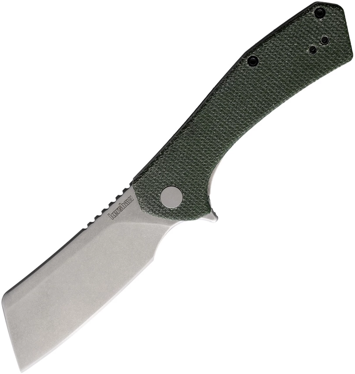 Kershaw Knives Kershaw Static Cleaver - Green Canvas Micarta (2.8" D2) 3445MCG 1 Kershaw Knives Kershaw Static Cleaver - Green Canvas Micarta (2.8" D2) 3445MCG