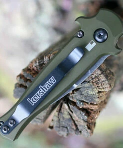 Kershaw Knives Kershaw 7130 Launch 12CA Mini Stiletto, 1.9 " CPM154 Black Stonewashed Plain Blade, Olive Aluminum w/ Carbon Fiber Insert Handle -Buck Knives Sales KS7130OLBW.5 89420.1595356352