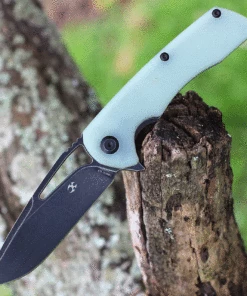 Kansept Knives Kryo KT1001A5, 3.6" D2 Black Plain Blade, Jade G-10 Handles