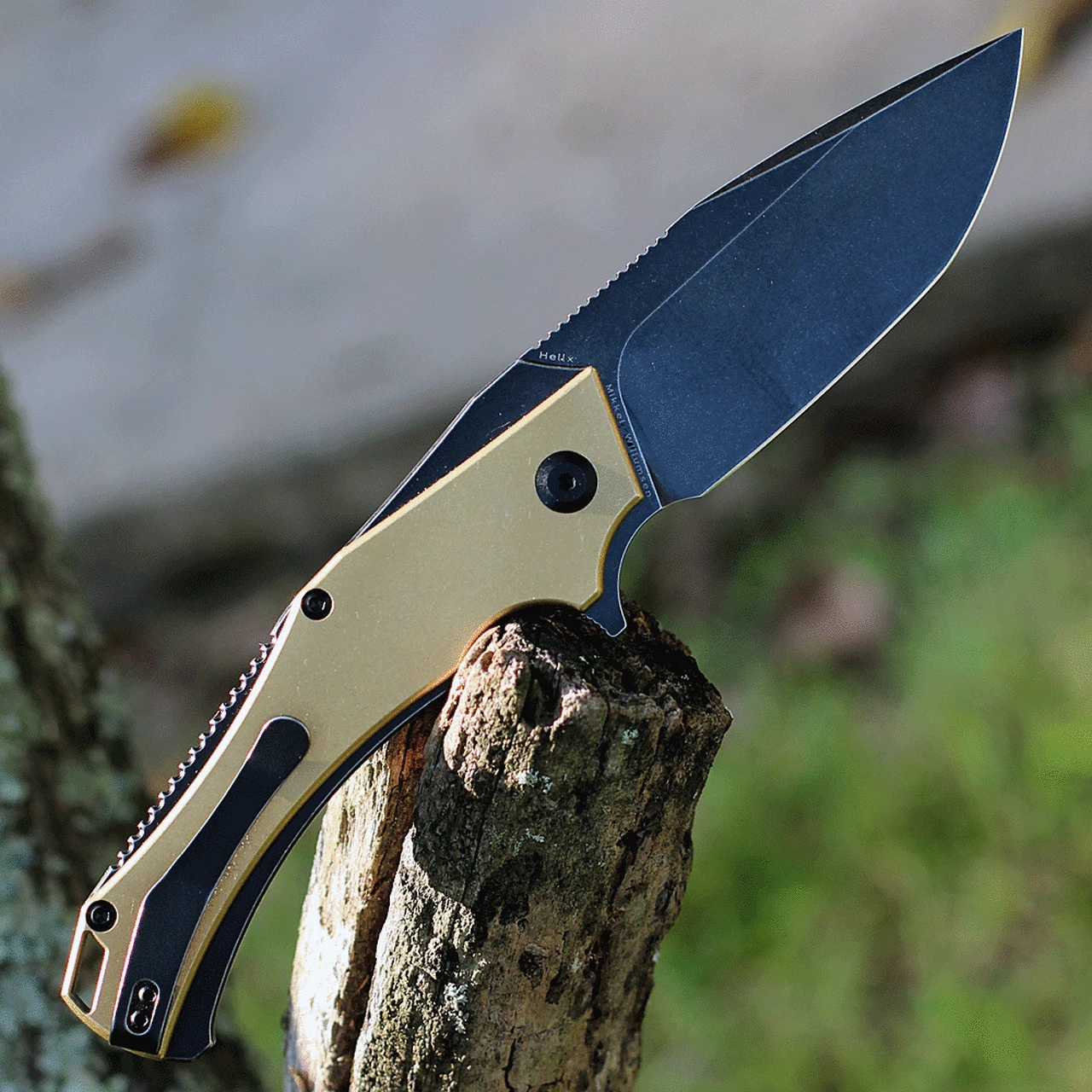Kansept Knives Kansept Hellx - Brass / Black SW (3.6" D2 SW Black) T1008B2 2 Kansept Knives Kansept Hellx - Brass / Black SW (3.6" D2 SW Black) T1008B2 - Image 2