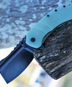 Kansept Knives Kansept XL Korvid Flipper - Jade G10 (3.6" Blk SW 154CM Cleaver) T1030A3