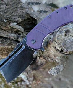 Kansept Knives Kansept XL Korvid Flipper - Purple G10 (3.6" Blk SW 154CM Cleaver) T1030A4