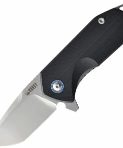 Kubey Knife Kubey Chubby KU203A, 2.75" D2 Sandblast Plain Blade, Black G-10 Handles