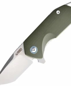 Kubey Knife Kubey Chubby KU203B, 2.75" D2 Sandblast Plain Blade, Green G-10 Handles