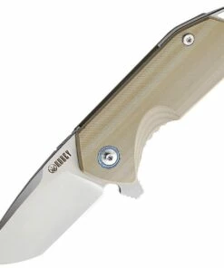 Kubey Knife Kubey Chubby KU203C, 2.75" D2 Sandblast Plain Blade, Tan G-10 Handles