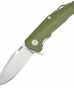 Kubey Knife Kubey 216 KUB216B, 3.3" D2 Sand Blast Finish Plain Blade, Green G-10 Handles