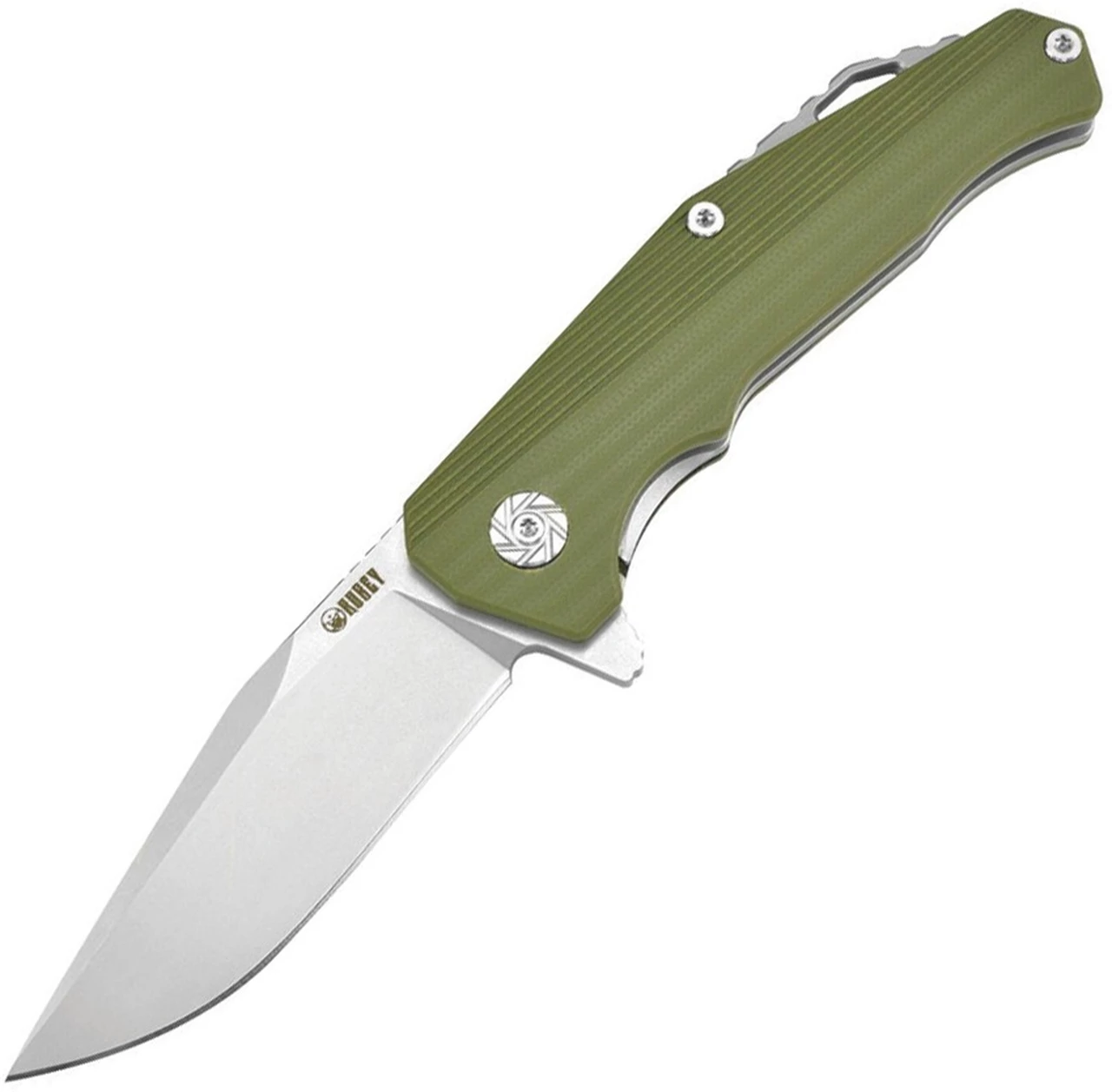 Kubey Knife Kubey 216 KUB216B, 3.3" D2 Sand Blast Finish Plain Blade, Green G-10 Handles 1 Kubey Knife Kubey 216 KUB216B, 3.3" D2 Sand Blast Finish Plain Blade, Green G-10 Handles