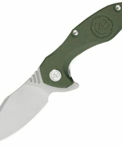 Kubey Knife Kubey Noble KU236F, 3.23" AUS-10 Sand Blast Plain Blade, Green G-10 Handle