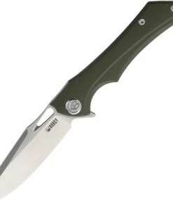 Kubey Knife Kubey Raven KB245B, 3.94" AUS-10 Sandblast Blade, Green G-10 Handles