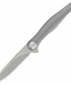 Kubey Knife Kubey Sirena KB283A, 3.15" AUS-10 Sand Blast Plain Blade , Gray 6AL4V Titanium Handle