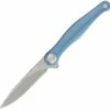 Kubey Knife Kubey Sirena KB283B, 3.15" AUS-10 Sand Blast Plain Blade , Blue 6AL4V Titanium Handle