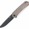 Kansept Knives Kansept Weasel Folding Knife T2020A5, 3.12" 154CM Blackwashed Plain Blade, Brown Micarta Handle