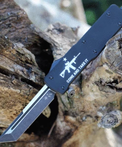 Templar Knife Co. Templar Premium Lightweight Large OTF -Alum. Blk CATI (3.55" D2 Blk Tanto) LA-AR15-22-1