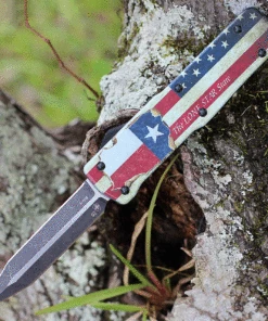 Templar Knife Co. Templar Premium Lightweight Large OTF -Alum. Texan (3.55" D2 Blk Dagger) LA-TX-12-1