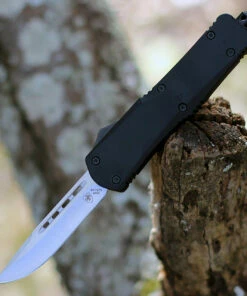 Templar Knife Co. Templar Knife Large OTF Large Black Rubber L-BR-33-2, 3.5" 440C Satin Drop Point Blade, Aluminum Zinc Handle