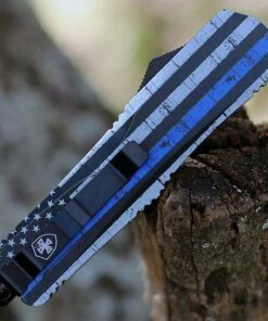 Templar Knife Co. Templar Knife Large OTF Back The Blue L-BTB-33-2, 3.5" 440C Satin Drop Point Blade, Aluminum Zinc Handle -Buck Knives Sales LBTB.1 14729.1604695924.1280.1280 03307.1604696169