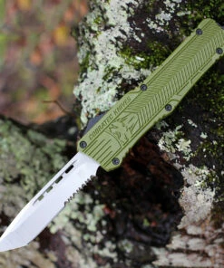 CobraTec Knives LODCTK-1LTS Tanto Large CTK-1 OD Green, 3.75" D2 Steel Partially Serrated Blade, OD Green Aluminum Handle