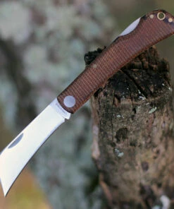 Lord And Field Outfitters Lord & Field Farmhand Lockback LOR03, 2.88" Stainless Steel Plain Blade, Brown Micarta Handle