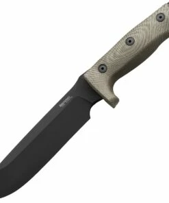 LionSTEEL M7B CVG Fixed Blade, 7" Black Sleipner Steel Plain Blade, Green Canvas Micarta Handle, Black Kydex Sheath