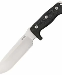 LionSTEEL M7 MS Fixed Blade, 7" Satin Sleipner Steel Plain Blade, Black Micarta Handle, Black Kydex Sheath