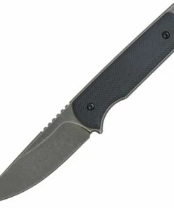 Ferrum Forge Knife Works The Lackey Fixed Blade , 2.88" D2 Stonewashed Plain Blade, Black G10 Handle