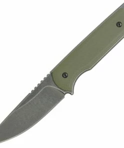 Ferrum Forge Knife Works The Lackey Fixed Blade , 2.88" D2 Stonewashed Plain Blade, OD Green G10 Handle