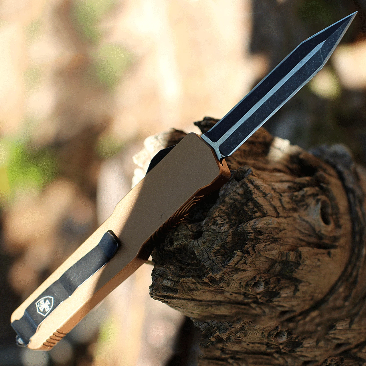 Templar Knife Co. Templar Premium Lightweight Slim OTF -Alum. Bronze (3.25" D2 Blk Dagger) MA-AB-12-1 2 Templar Knife Co. Templar Premium Lightweight Slim OTF -Alum. Bronze (3.25" D2 Blk Dagger) MA-AB-12-1 - Image 2