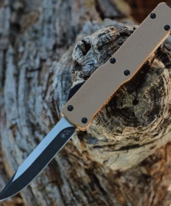 Templar Knife Co. Templar Premium Lightweight Slim OTF -Alum. Bronze (3.25" D2 Blk Drop Point) MA-AB-32-1