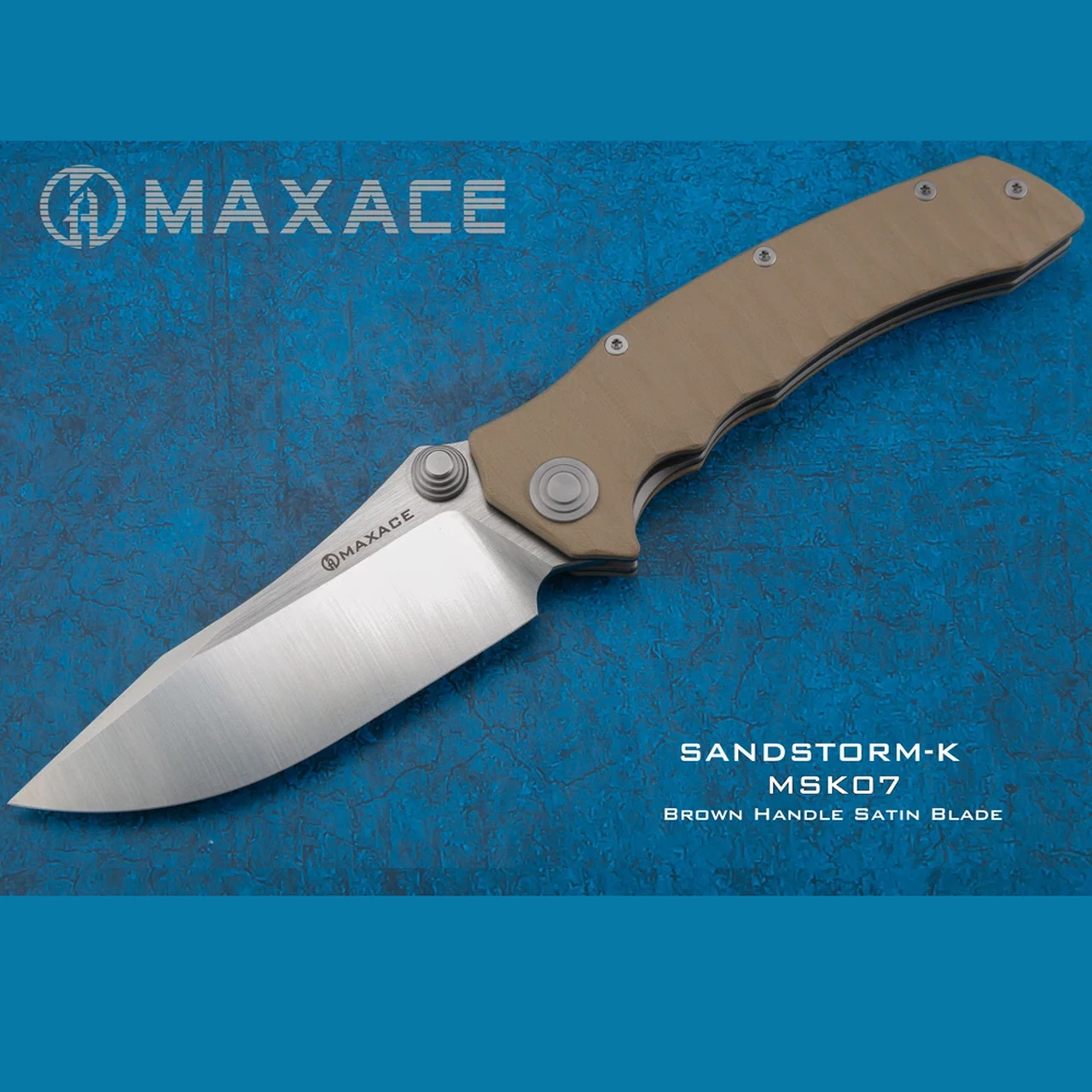 Maxace Knives Maxace Sandstorm K - Brown G10 (4.4" Bohler K110 Satin) MSK07 1 Maxace Knives Maxace Sandstorm K - Brown G10 (4.4" Bohler K110 Satin) MSK07