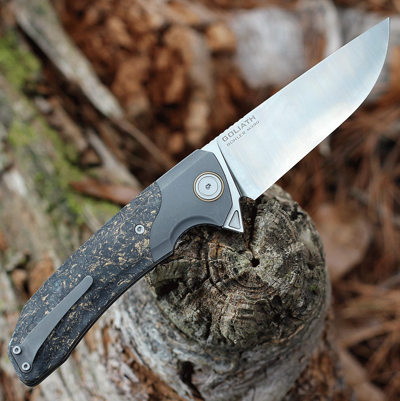 Maxace Knives Maxace Goliath 2.0 - Luminous Marble CF (4.3" M390 Satin) MGL313 2 Maxace Knives Maxace Goliath 2.0 - Luminous Marble CF (4.3" M390 Satin) MGL313 - Image 2