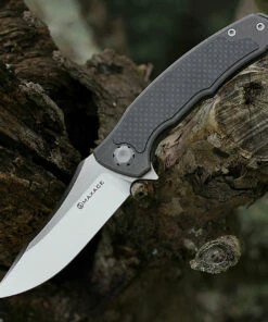 Maxace Knives Maxace Halictus 2.0 - Gray Ti /MAXMHLT202 Carbon Fiber (3.9" M390 Satin) MHLT202