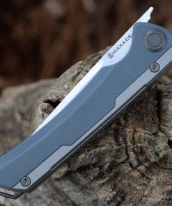 Maxace Knives Maxace Kestrel Front Flipper - Gray G-10 (3.62” M390 Satin) MKT202 -Buck Knives Sales MAXMKT202.4 64772.1634226666