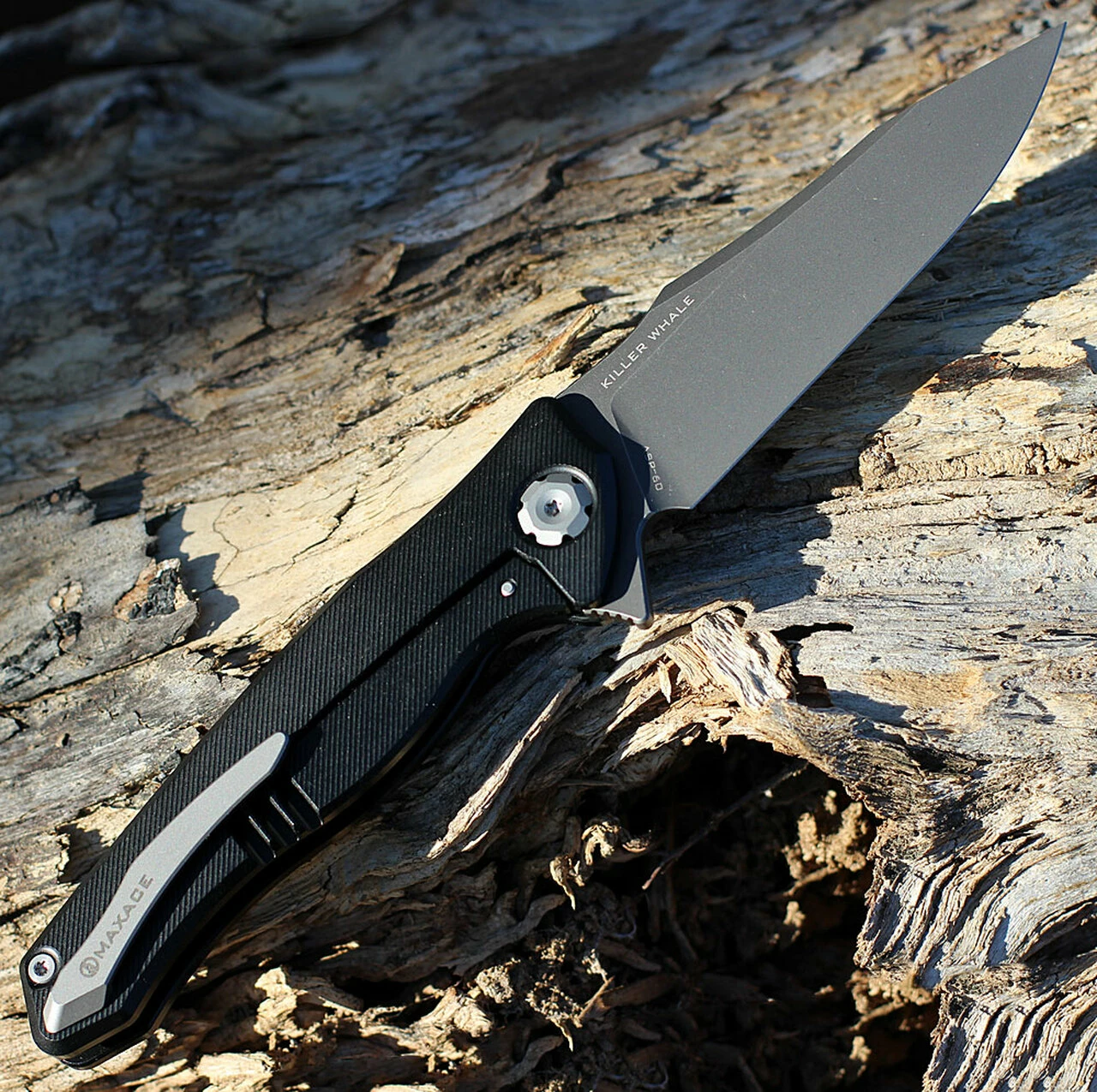 Maxace Knives Maxace Killer Whale 2.0 - Black Ti (3.9" ASP-60 Gray SW) MKW201 2 Maxace Knives Maxace Killer Whale 2.0 - Black Ti (3.9" ASP-60 Gray SW) MKW201 - Image 2