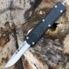 CobraTec Black FS-X OTF Knife CTKMBLKFS-XMDS, 3" D2 Steel Drop Point Serrated Blade, Black Aluminum Handle