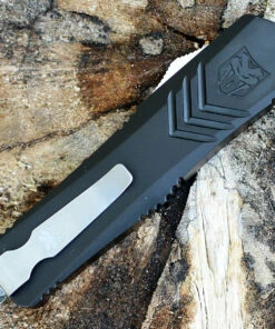 CobraTec Black FS-X OTF Knife CTKMBLKFS-XMDS, 3" D2 Steel Drop Point Serrated Blade, Black Aluminum Handle -Buck Knives Sales MBLKFS XMDS.3 82825.1583253083