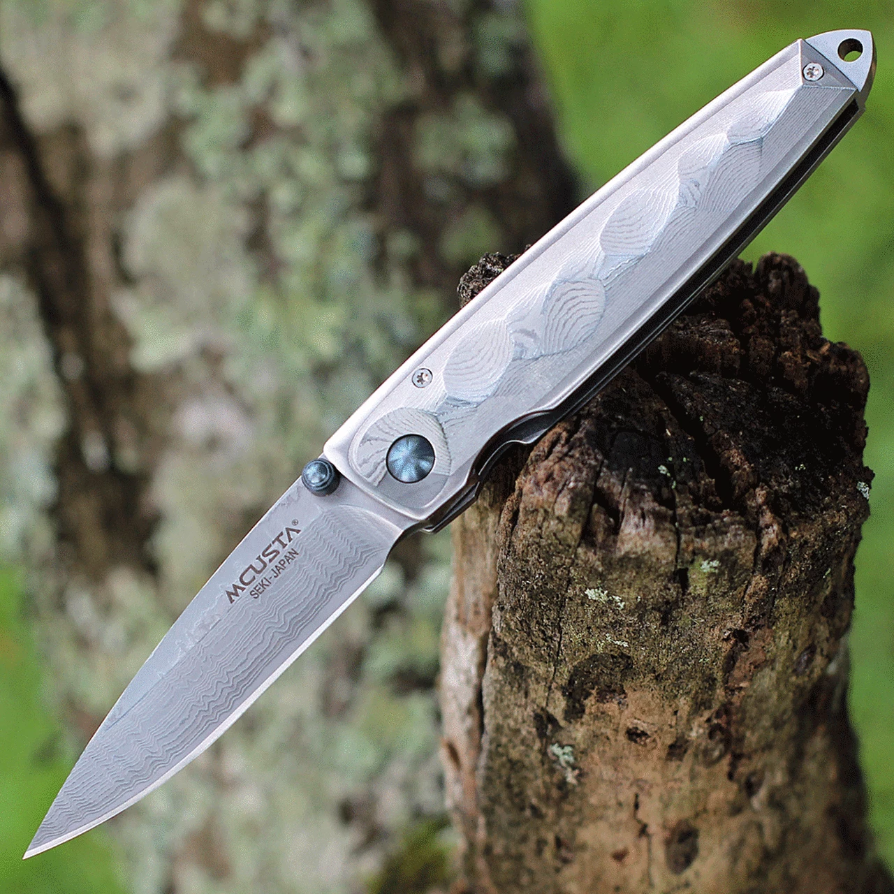 Mcusta Tsuchi Classic Damascus Folder, Decorative Woven Nishijin Pouch 1 Mcusta Tsuchi Classic Damascus Folder, Decorative Woven Nishijin Pouch