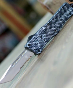 CobraTec Knives MCFCTK-1MTS Medium CTK-1 Carbon Fiber Wrap, 3.0" D2 Steel Tanto Serrated Blade