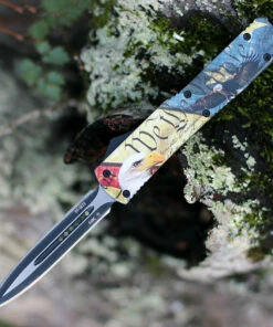 Templar Knife Co. Templar Knife Slim OTF Eagle M-EG-13-1, 3.5" 440C Black/Satin Dagger Blade, Aluminum Zinc Handle