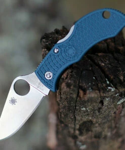 Spyderco Knives Spyderco Manbug FRN K390 MFK390, 2.29" K390 Steel Plain Blade, Blue FRN Handle