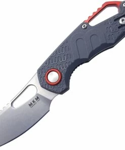 MKM - Maniago Knife Makers Isonzo Stonewashed Cleaver Blade, Grey FRN Handle, Red Aluminium Spacer